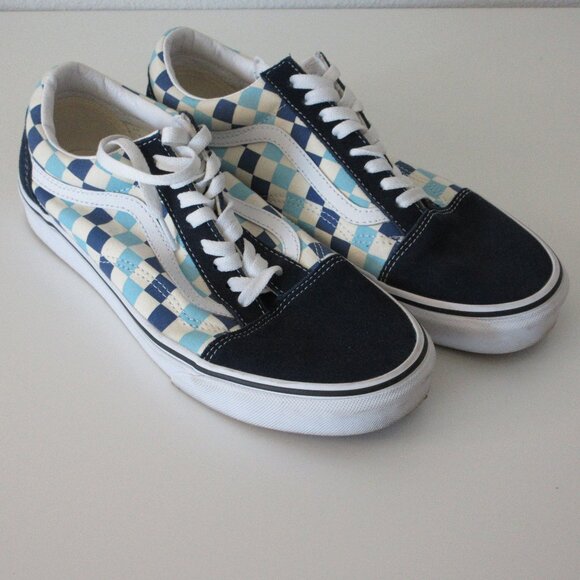 Blue Checkered Old Skool Vans - Picture 1 of 7